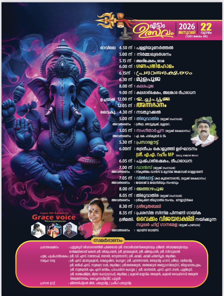 Traditional percussion at Aazhimala Temple festival