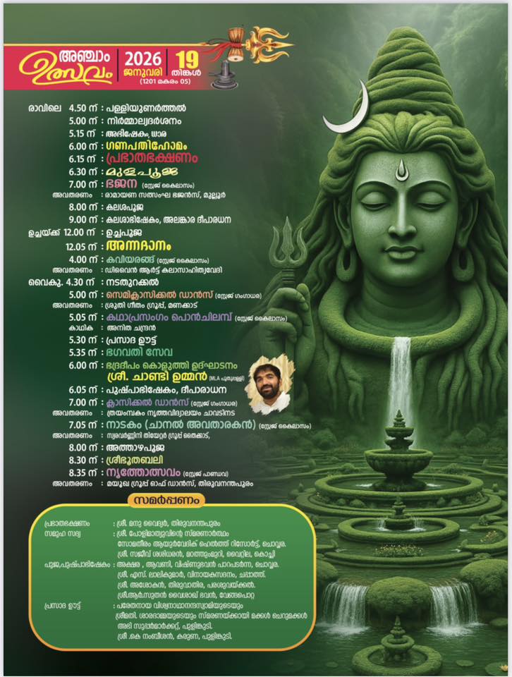 Devotional rituals at Aazhimala Siva Temple