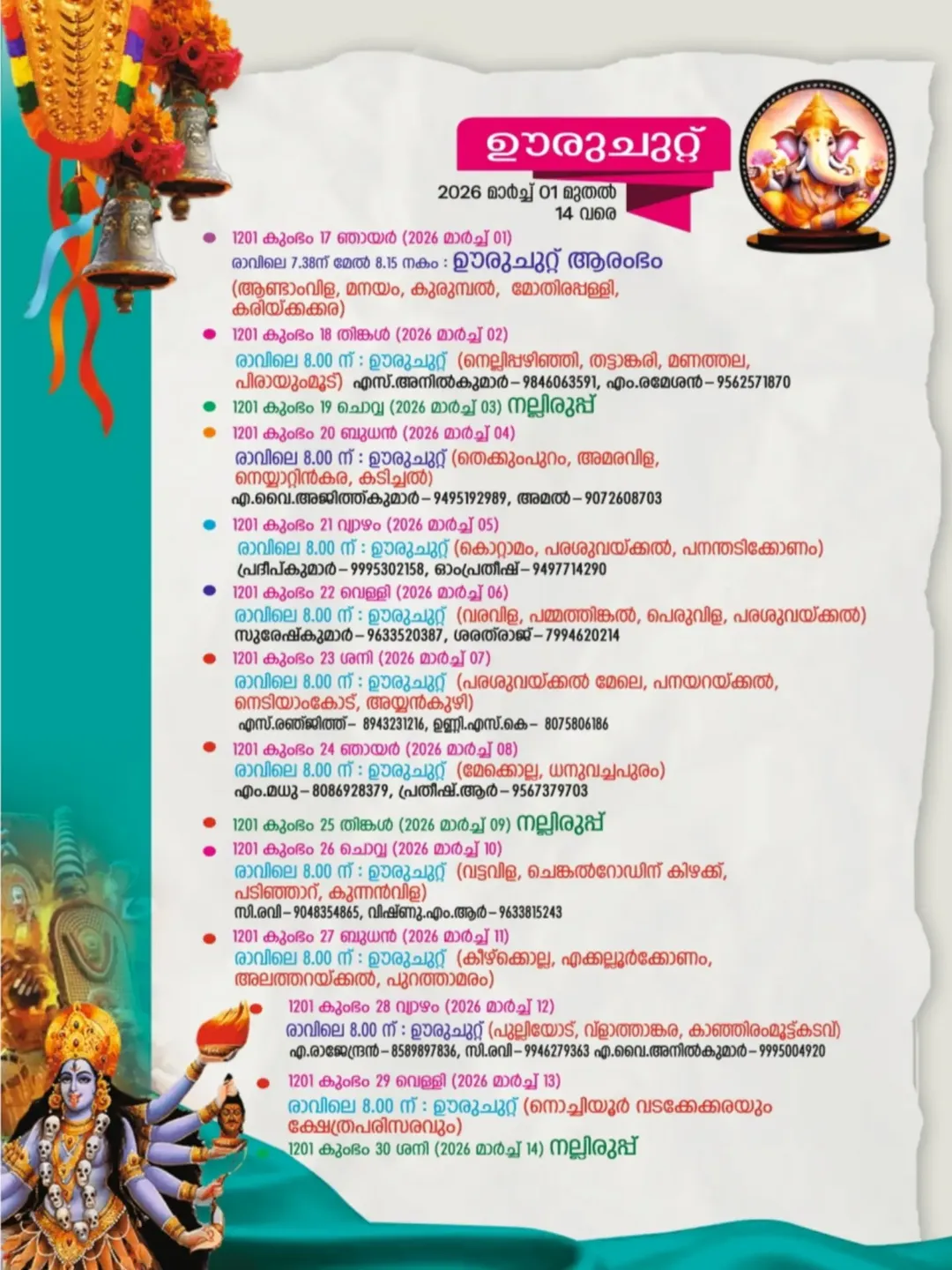 Kuthiyottam performance at Ashwathi Thookkam Festival 2026