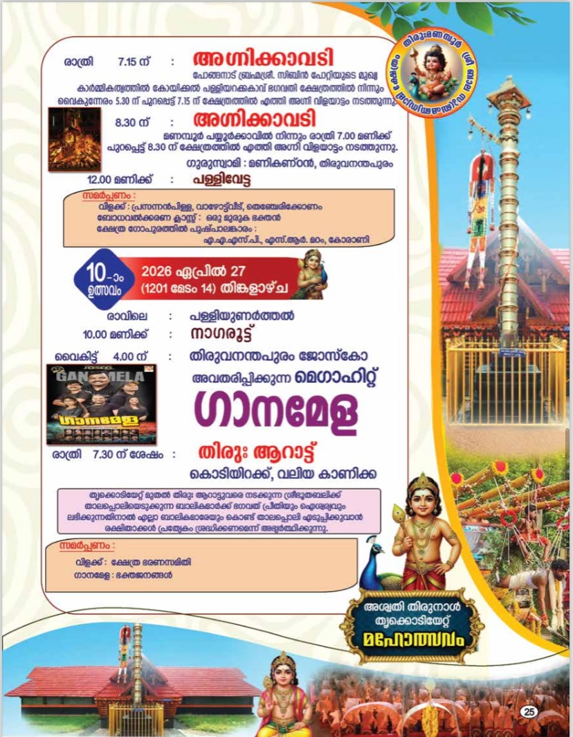 Deeparadhana Ceremony Subrahmanya Temple Trivandrum