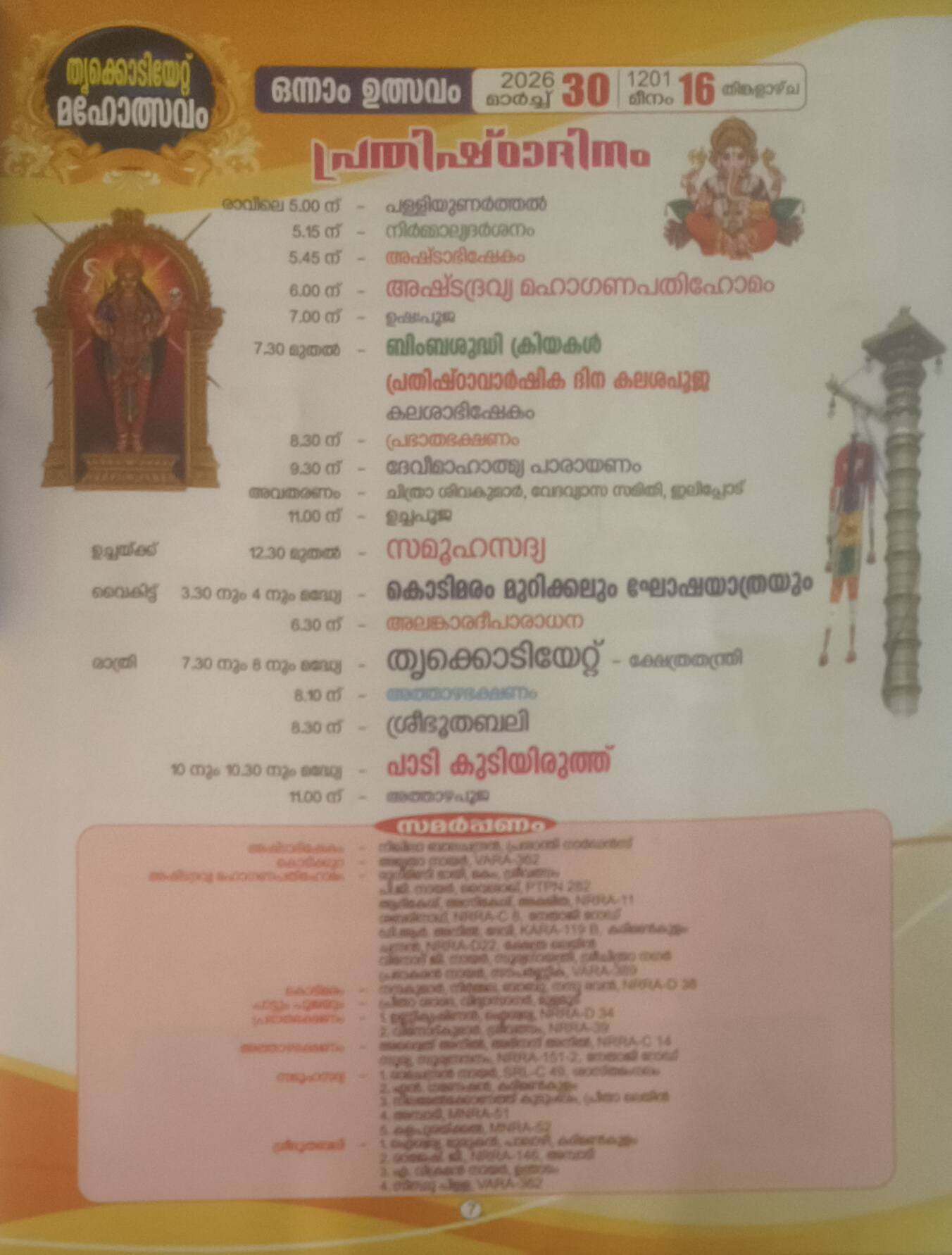 Temple priests performing Ashtabhishekam during the festival