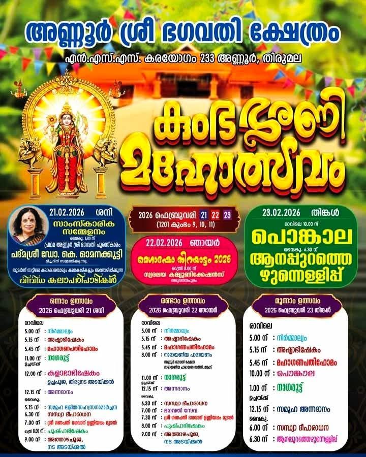 Kumba Bharani Mahotsavam Annoor Shree Bhagavathy Temple Trivandrum Kerala