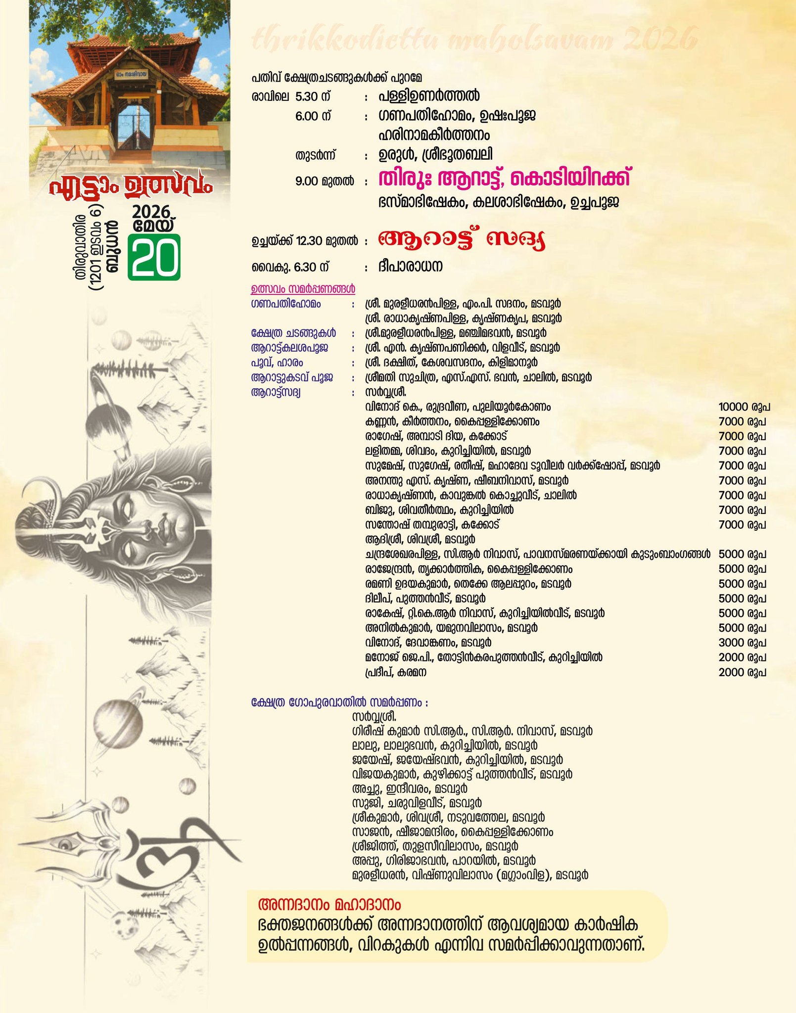 Aarattu ceremony at Madavoor Sree Mahadeva Temple Kerala festival