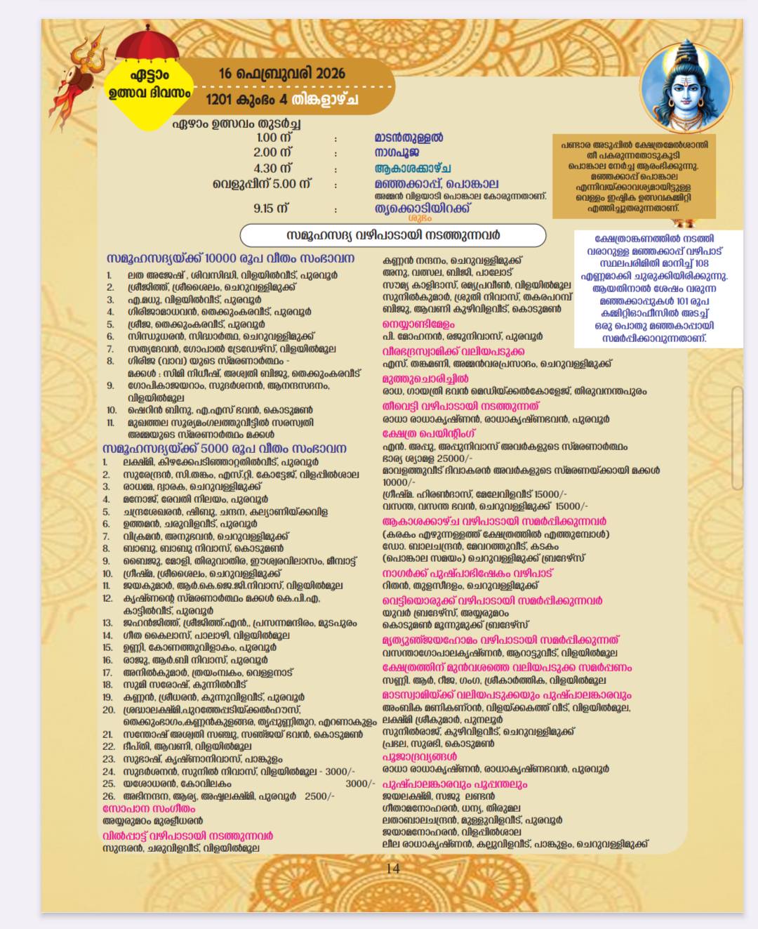 Deepa aradhana on Mahashivaratri at Ayyarumadam Shiva Temple