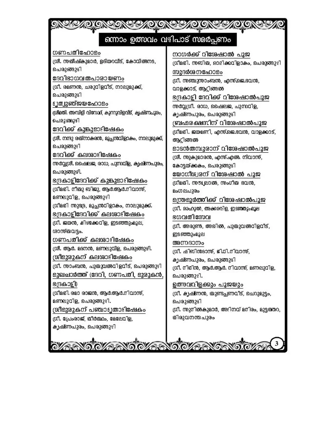 Ganapathi Homam ceremony during 19th Pratishta Varshikavum