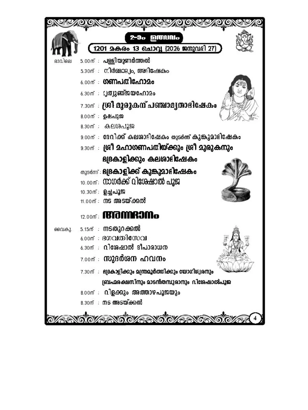 Panchamrutha Abhishekam for Lord Murugan in Trivandrum temple