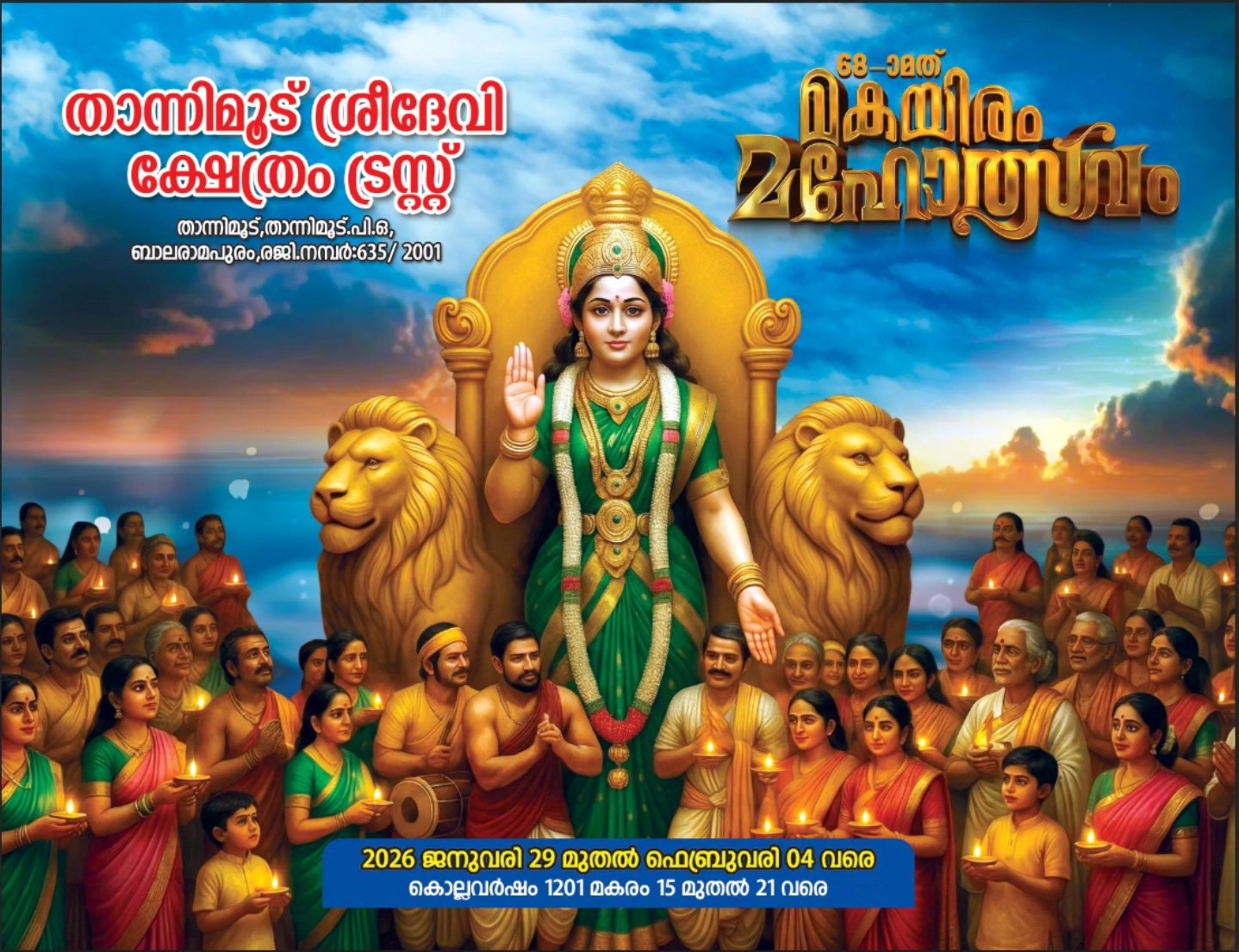 Makayiram Mahotsavam 2026 Thannimoodu Sree Devi Temple Trust Trivandrum Kerala