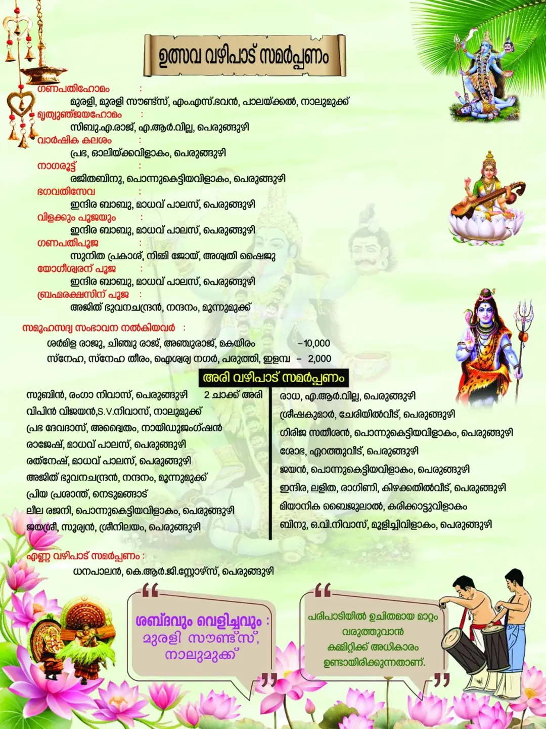 Bhadrakali Devi Temple Perunguzhi Prathishta Varshikam 2026 Kerala temple festival devotional events