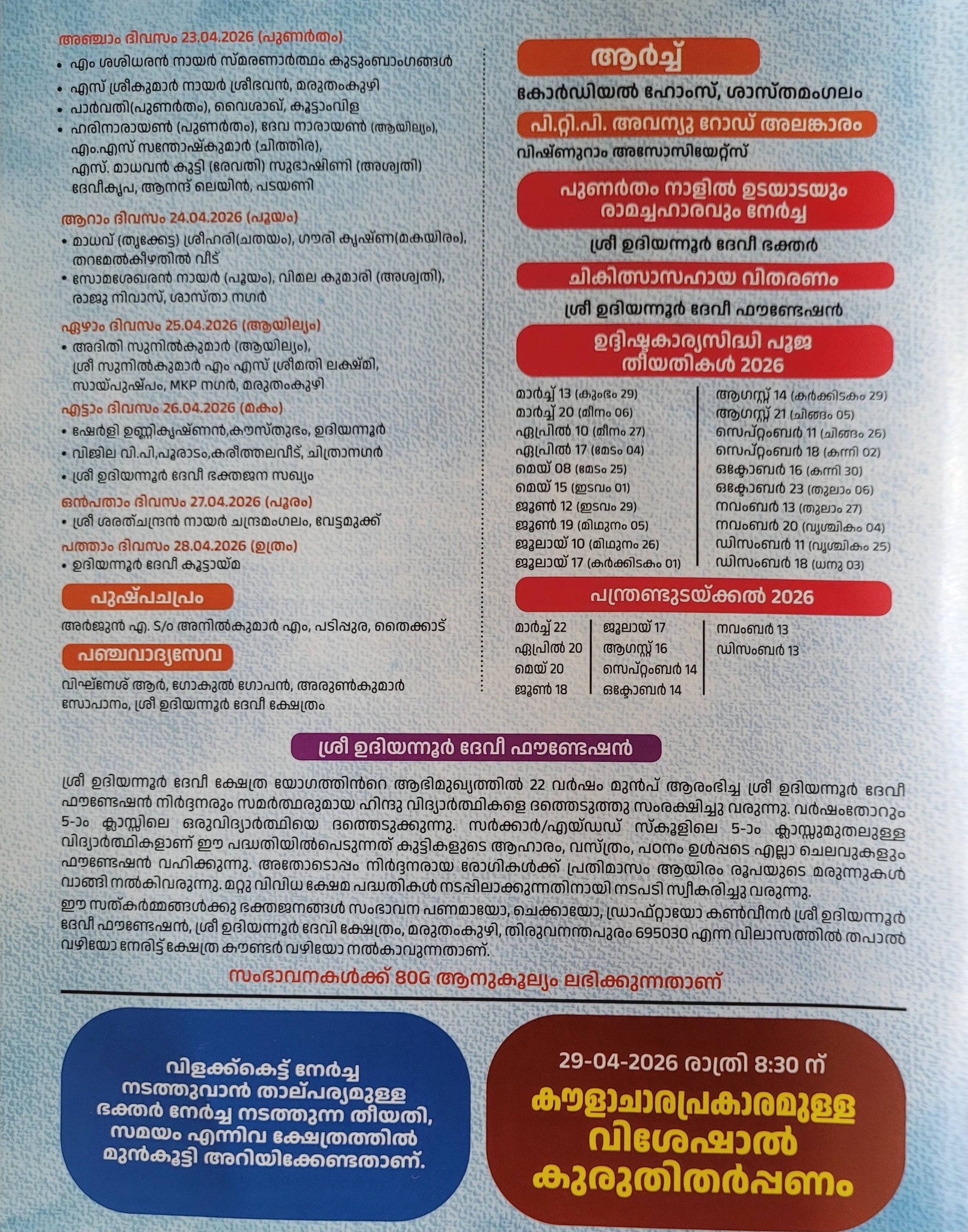 Aerial view of Pongala celebration at Udiyanoor Temple