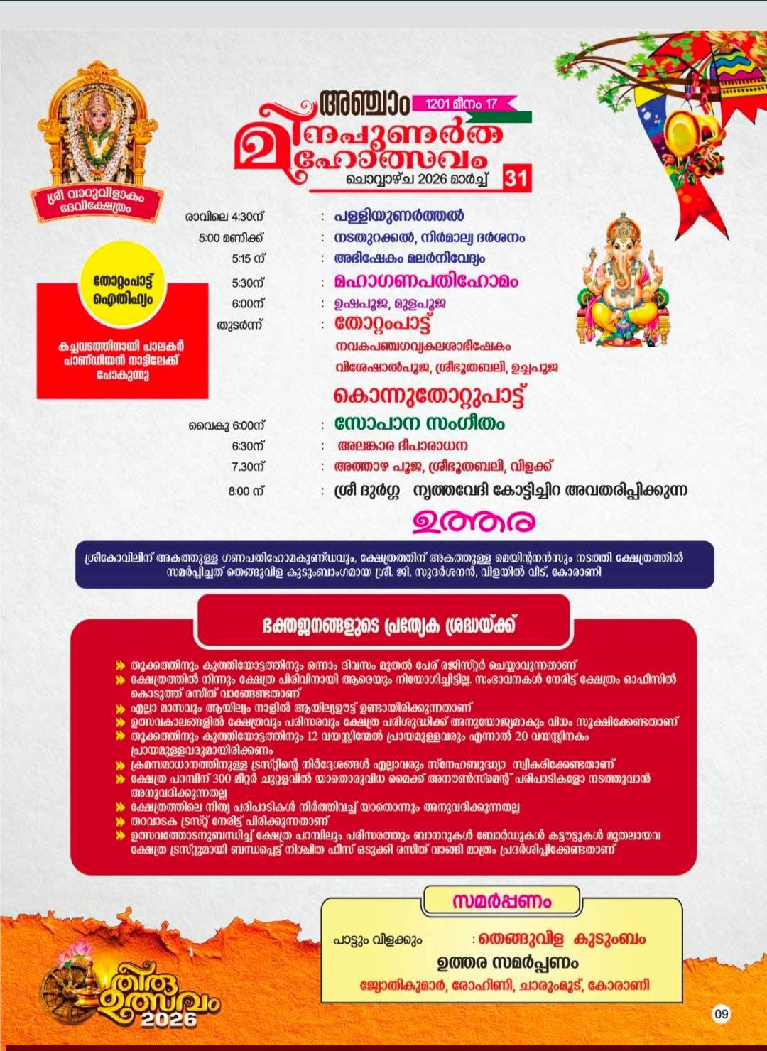 Temple thantri performing rituals at Varuvilakam Devi Temple