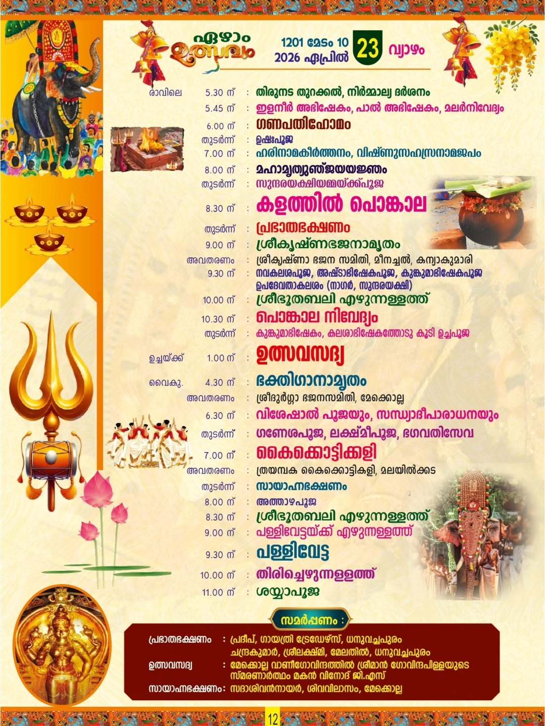 Devotees offering Pongala Mekkolla temple festival Kerala