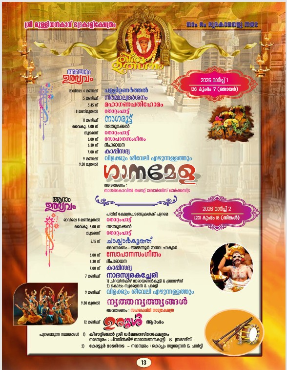 Festive procession at Mulliyankavu Devi Temple