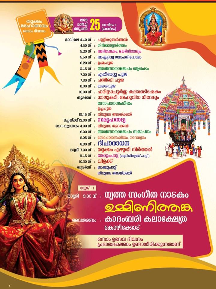 Thookkam ritual ceremony at Palkara Bhagavathy Temple Menamkulam