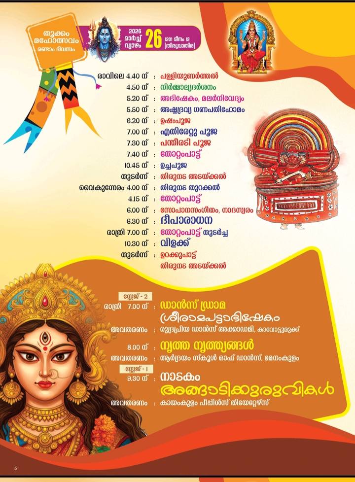 Pongala ceremony during Thookkam Mahotsavam 2026 Trivandrum