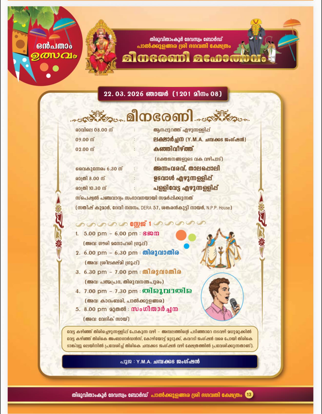 Traditional Kerala percussion performance (Chenda Melam) during Meenabharani Mahotsavam