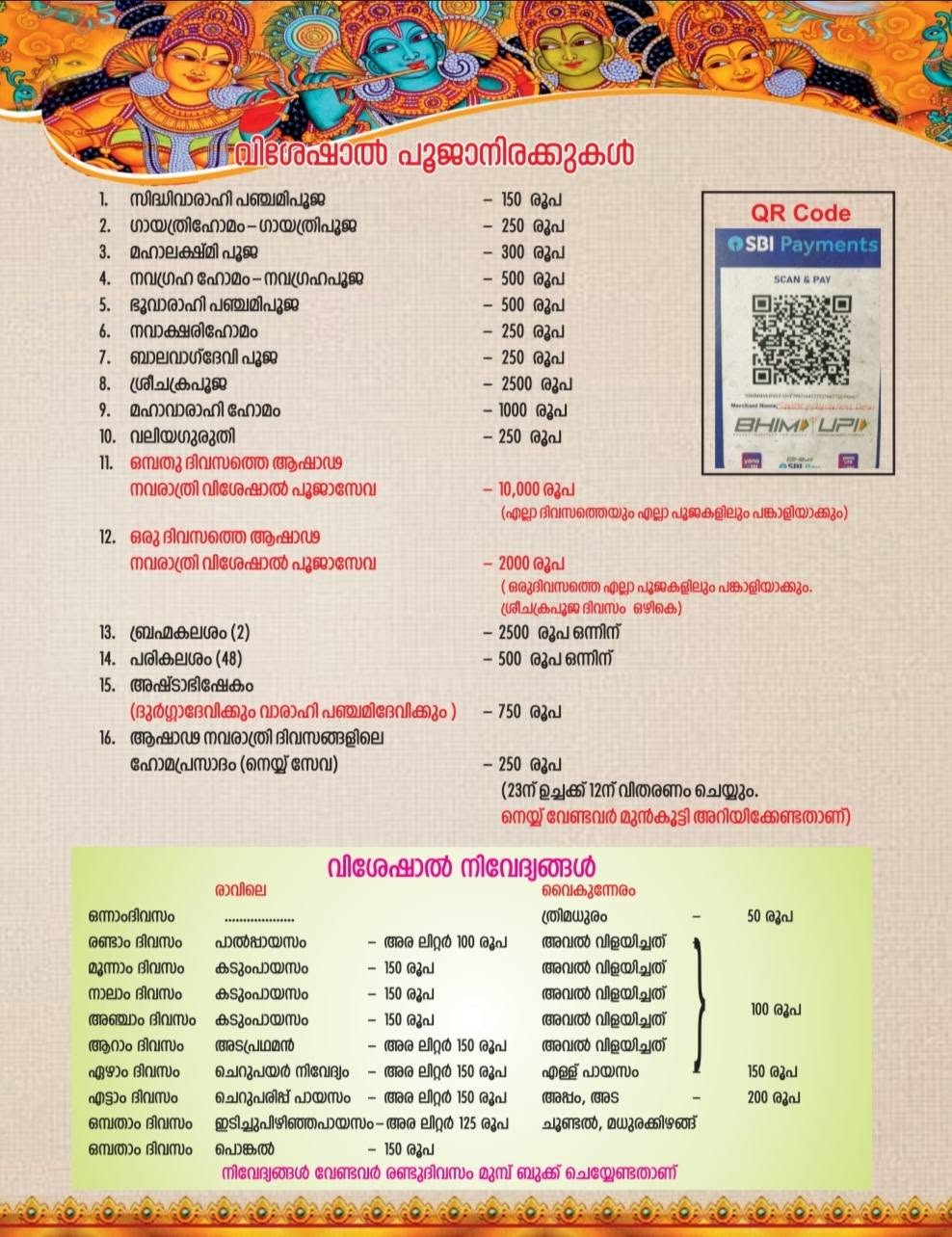 Ashadha Navaratri Mahotsavam 2026 at Sree Panchami Devi Temple Petta