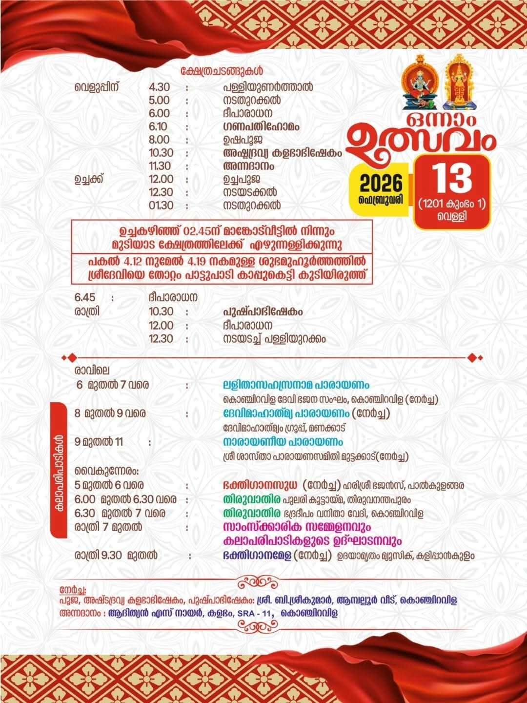 Devotees offering rice and jaggery during Pongala Mahotsavam