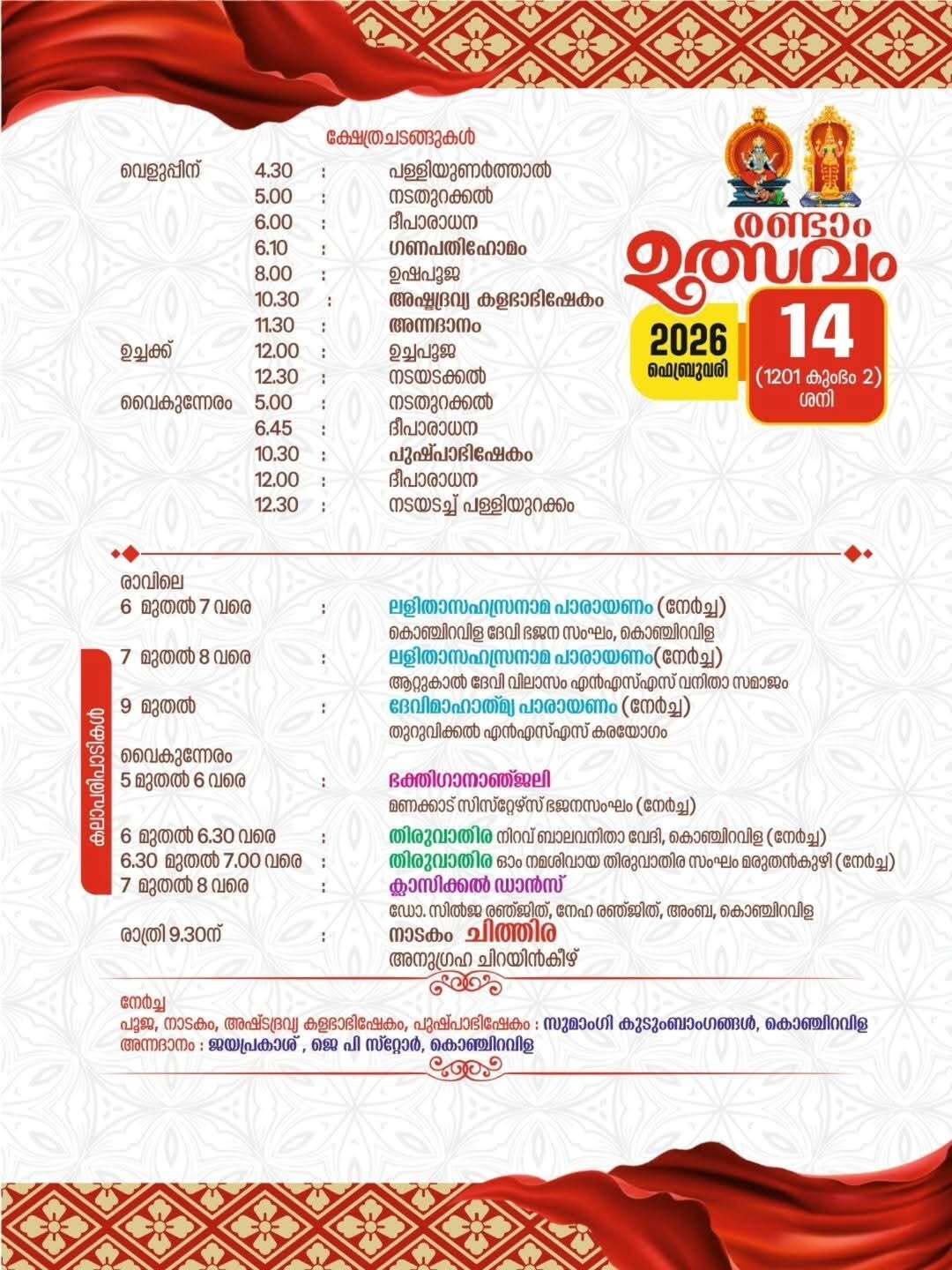 Traditional rituals performed during Pongala at Konchiravila Temple