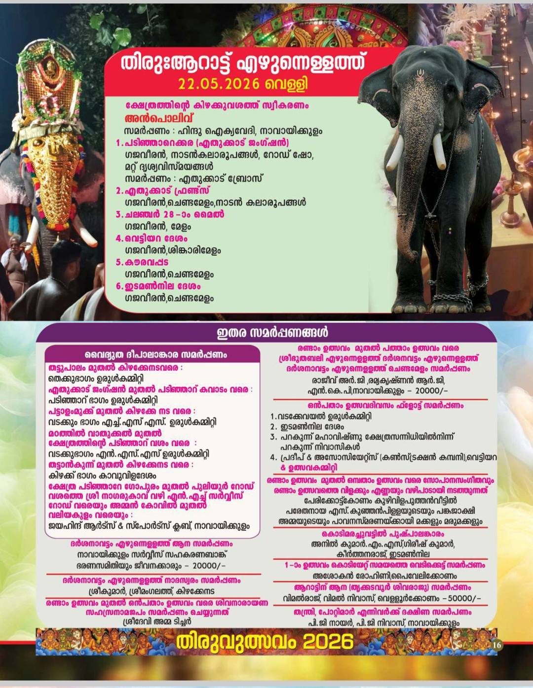 Kerala temple celebration Thiruvutsavam 2026 Navaikulam rituals