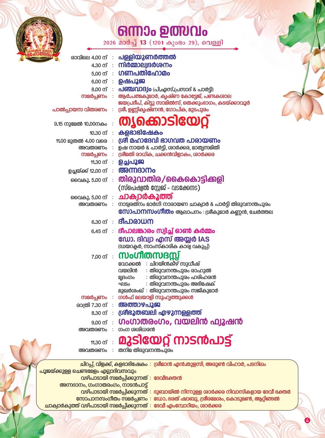 Mahaganapathi Homam ritual at Sarkara Devi Temple