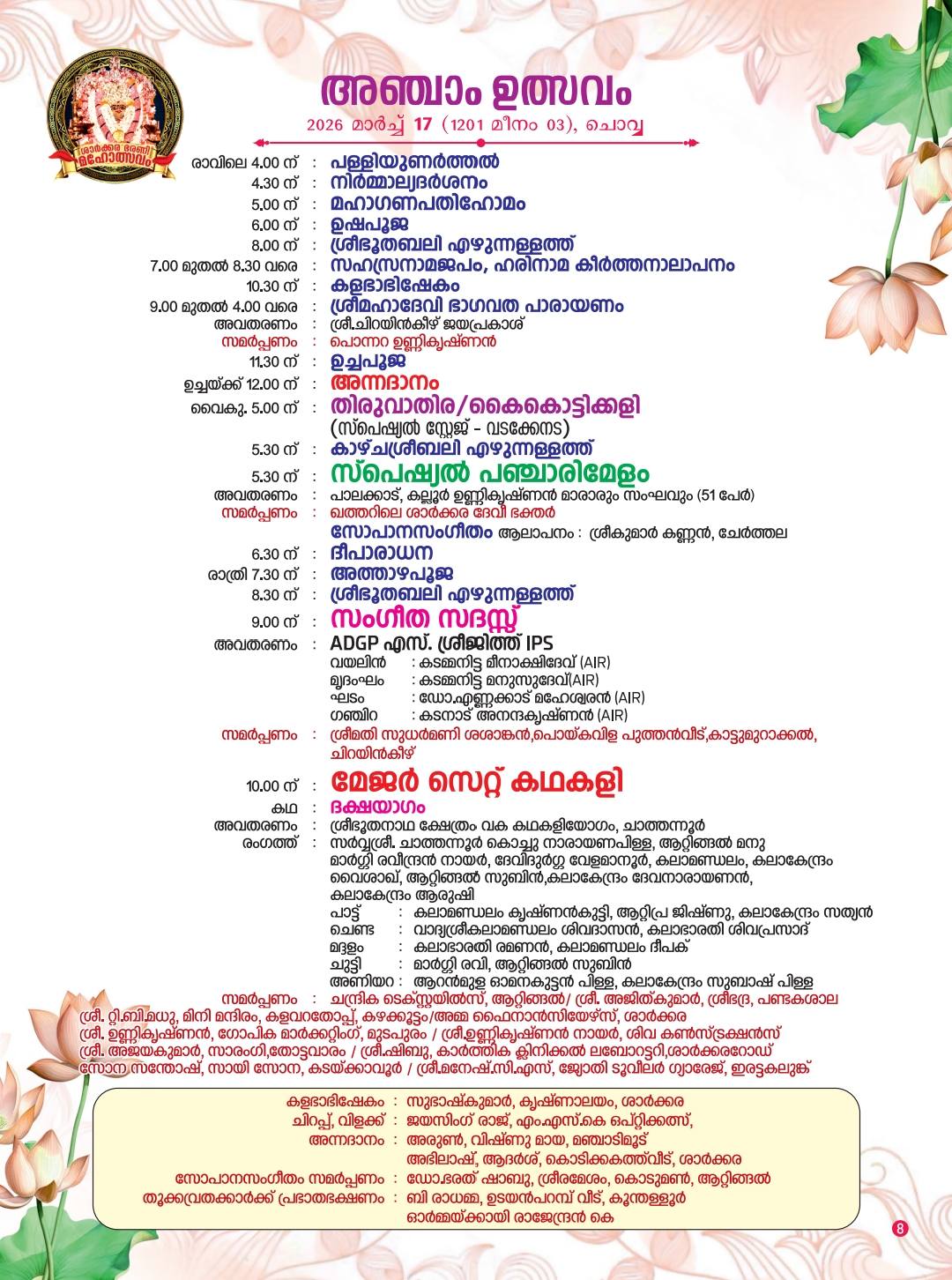 Sreebhutabali Ezhunnallathu procession in the temple