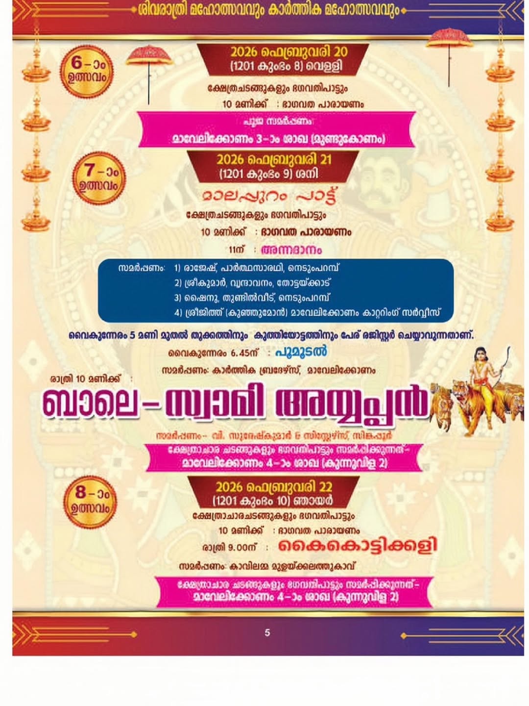 Traditional Kerala temple celebrations Shivarathri 2026