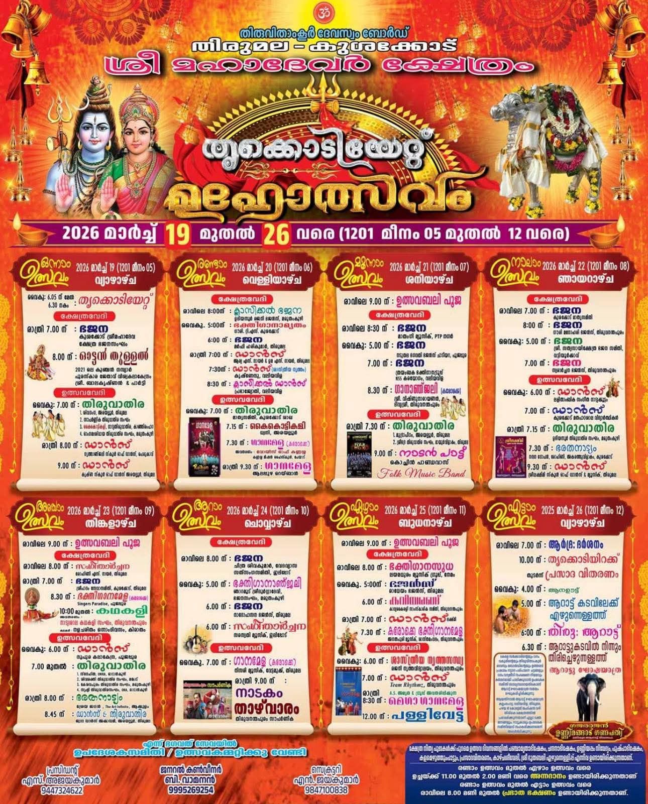 Kushakkode Sree Mahadevar Temple Trivandrum festival Trivandrum