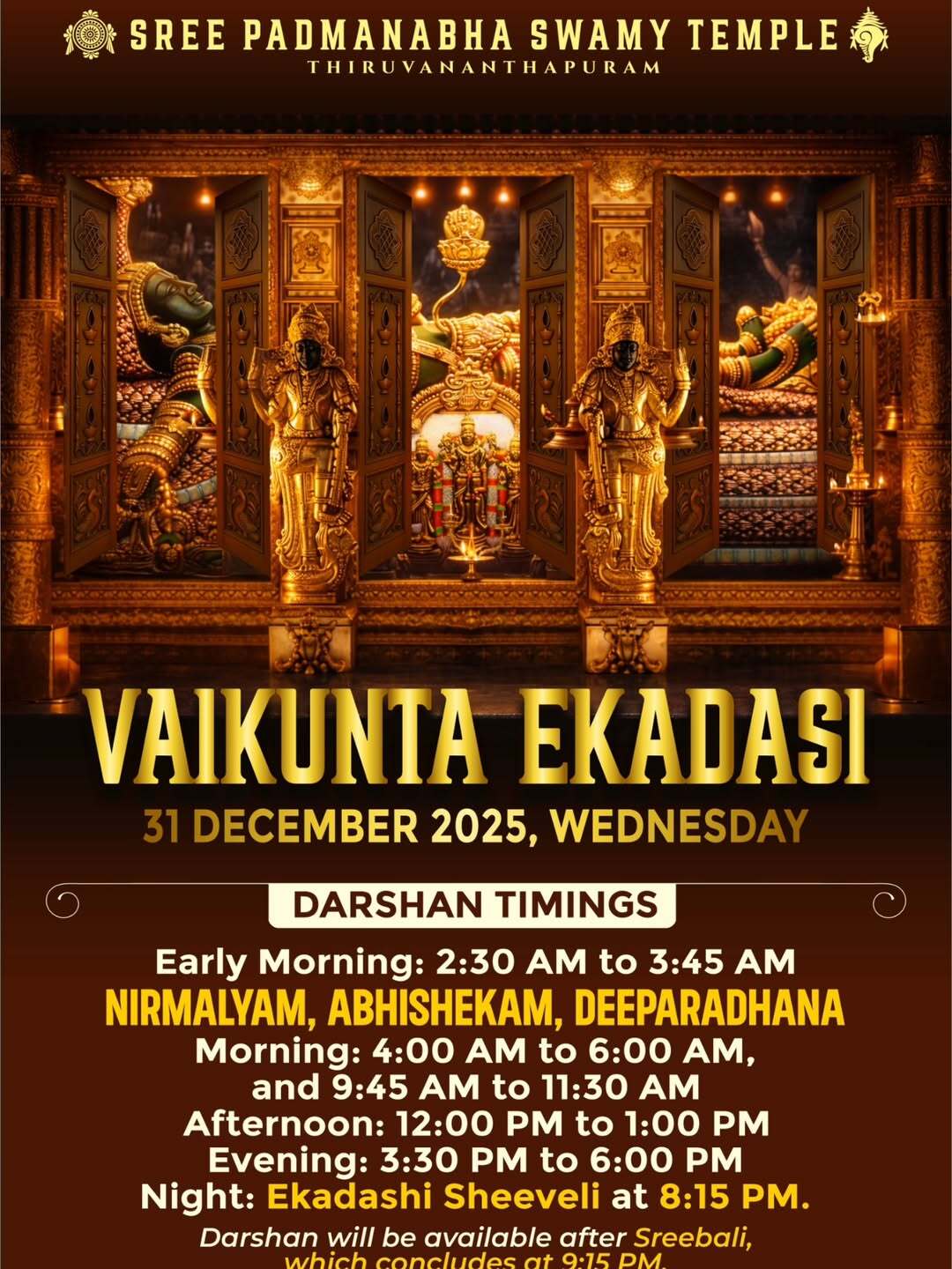 Devotees attending Ekadashi Sheeveli at Sree Padmanabha Swamy Temple