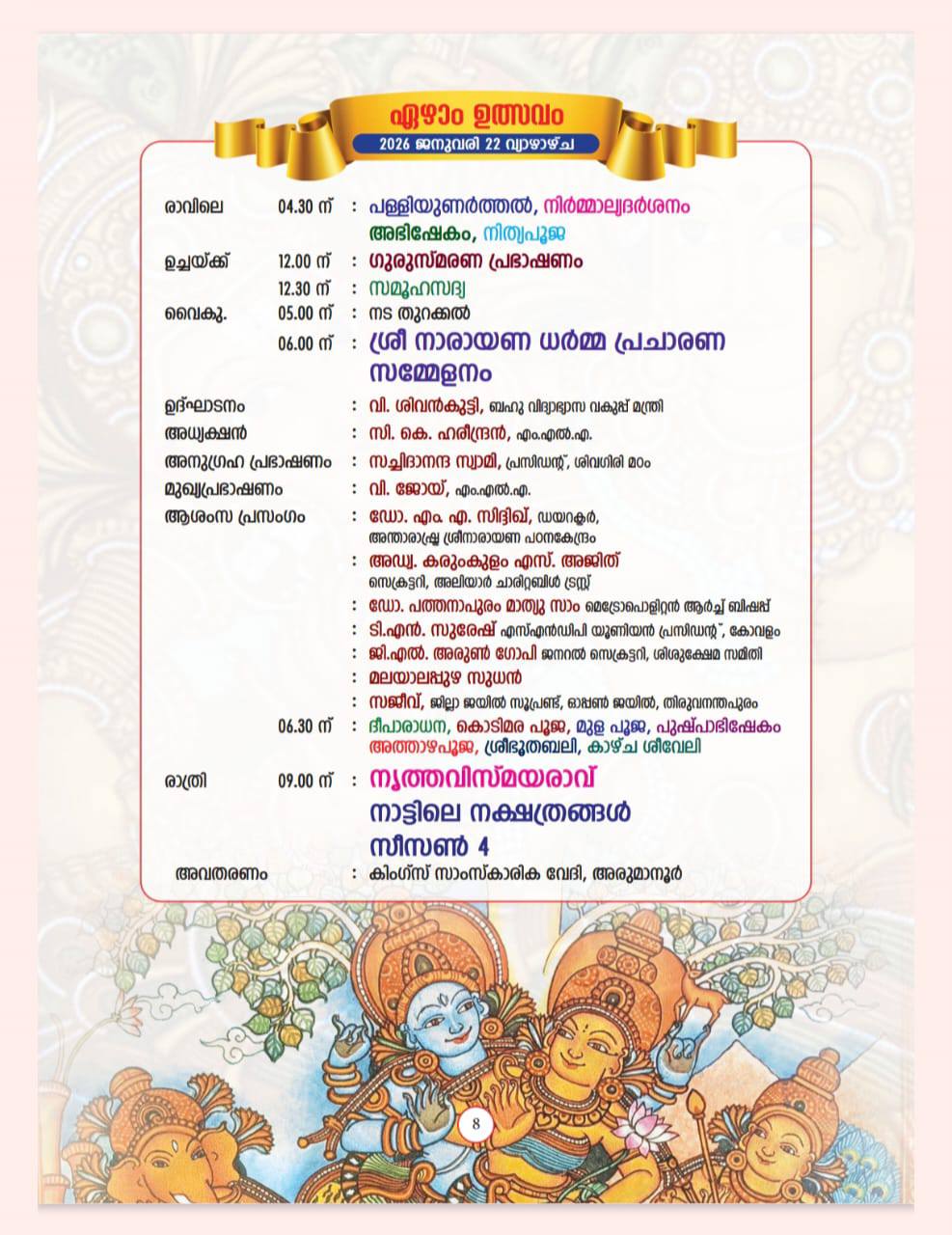 Temple priests performing rituals during Varshika Mahotsavam