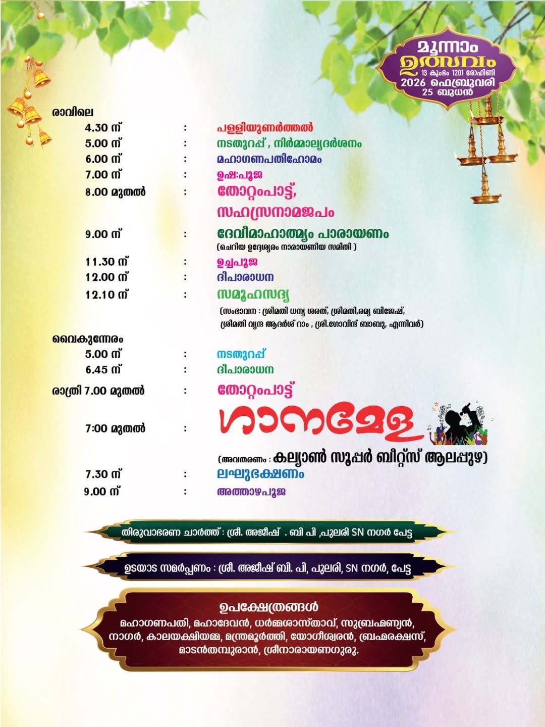 Priest performing sacred Villilthookkam ceremony 2026